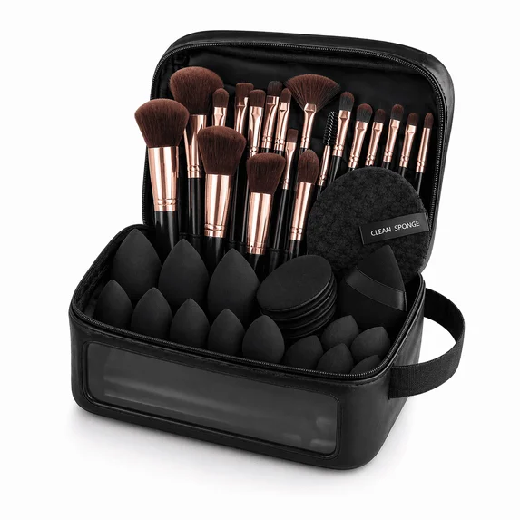 47-Piece Professional Makeup Brush Set with Travel Bag, Synthetic Face & Eye Brushes, Beauty Sponges & Complete Makeup Tool Kit for Women