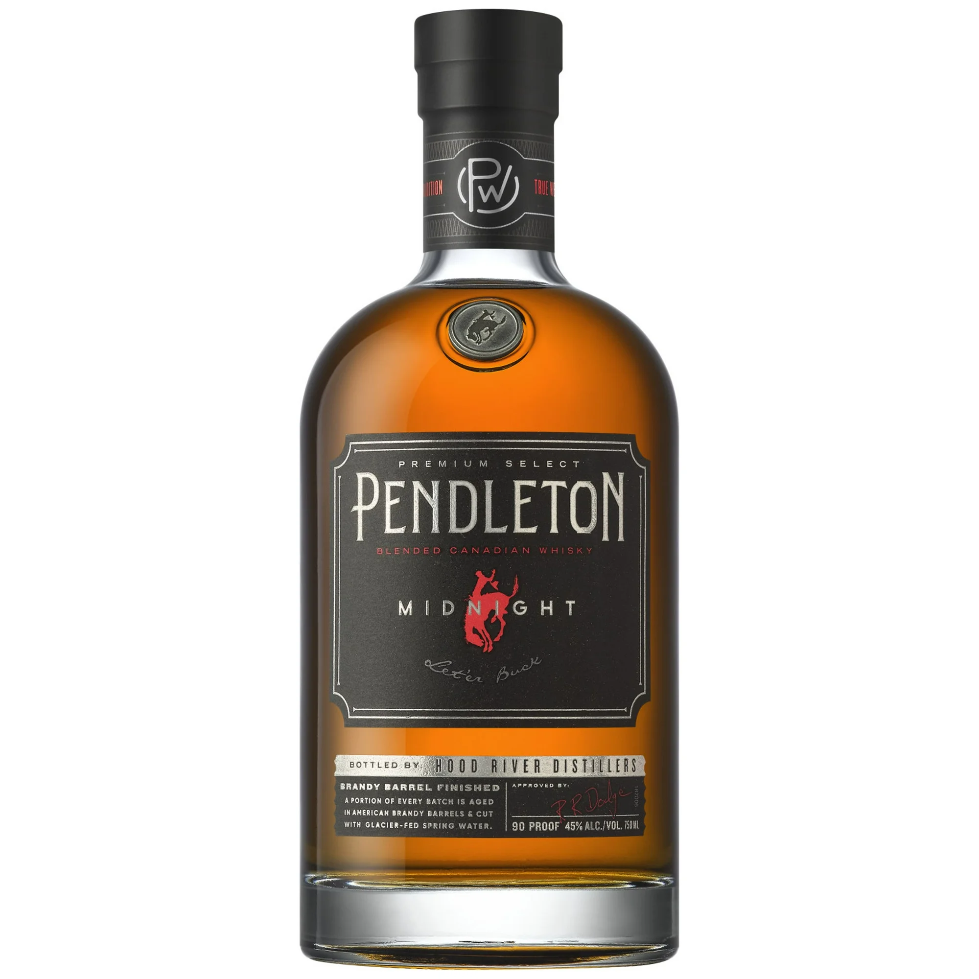 Pendleton Midnight Canadian Whiskey, 45% ABV, 90 Proof, 1 Count, 750 ml Glass Bottle