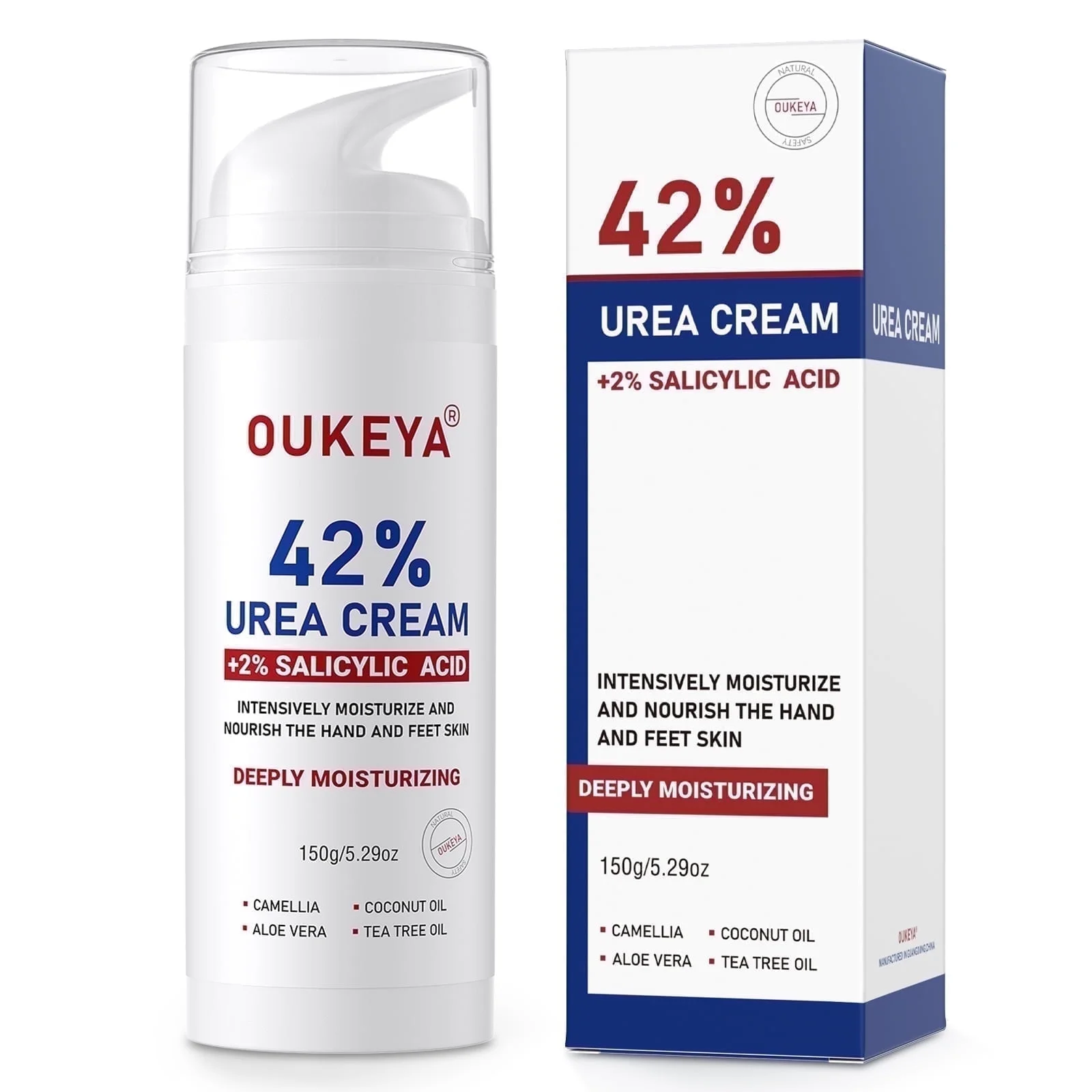 OUKEYA Urea Cream 42% + Salicylic Acid 2% Repair Moisturizer for Dry Hands, Heels, Elbows , 5.29 oz