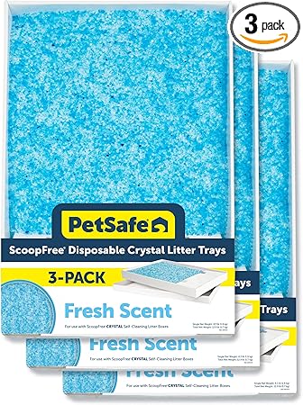 PetSafe ScoopFree Disposable Crystal Cat Litter Tray - Easy Cleaning Box - Refill Tray for Automatic Litter Box - Fresh Scent - 4.3 lb Bags - 3 Pack