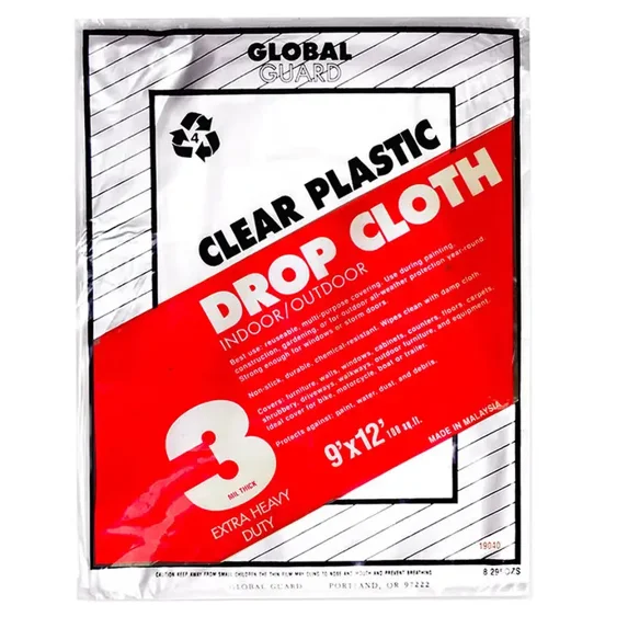 9' x 12' Premier Paint Roller 19040 Global Guard Plastic Dropcloth 3-Mil