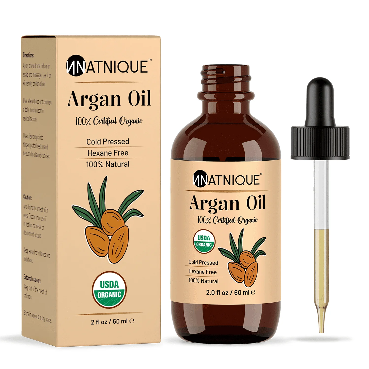Natnique Natural Oils All Purpose Anti-Aging Argan Body Oil, Unscented, 2 fl oz