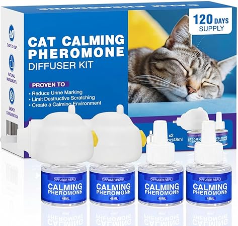 Cat Calming Diffuser Pheromones Effectively Relieve Anxiety Stress Cat Pheromones Calming Diffuser Refill Comfort for Cats Reduce Fighting Spraying...
