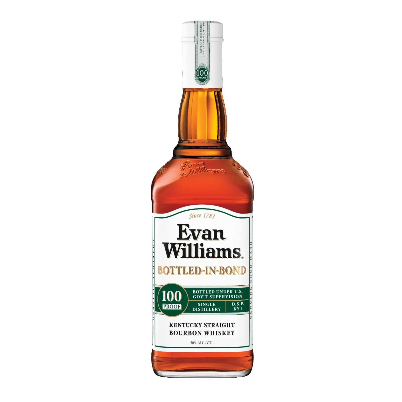 Evan Williams White Label Bottled in Bond Straight Bourbon, 750 ml Bottle, 50% ABV