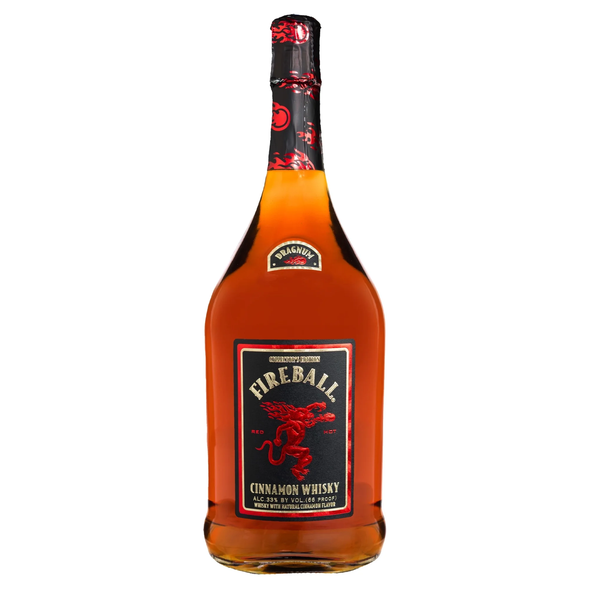 Fireball Cinnamon Whiskey, 1.75L Dragnum Bottle, 33% Alcohol