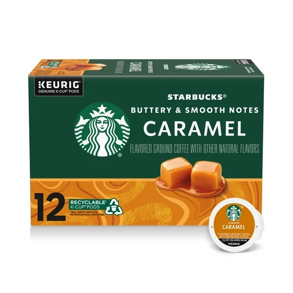 Starbucks Caramel, Hot or Iced Coffee, Flavored K-Cup Coffee Pods, 12 Count​