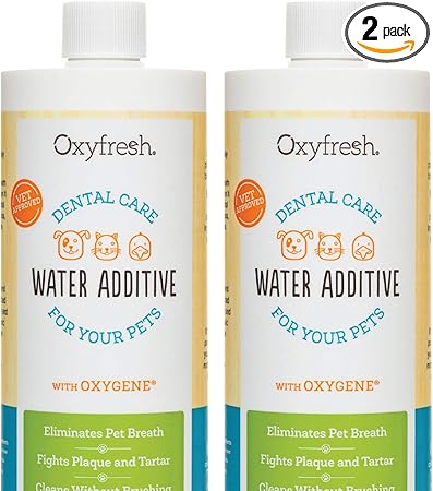 Oxyfresh Premium Pet Dental Care Solution Pet Water Additive: Best Way to Eliminate Bad Dog Breath and Cat Bad Breath - Fights Tartar & Plaque - So Easy, Just Add to Water! Vet Recommended 2 Pack