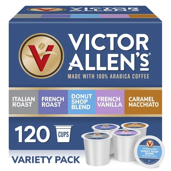 Victor Allen's Coffee Variety Pack, 120 Count, Single Serve Coffee Pods for Keurig K-Cup Brewers