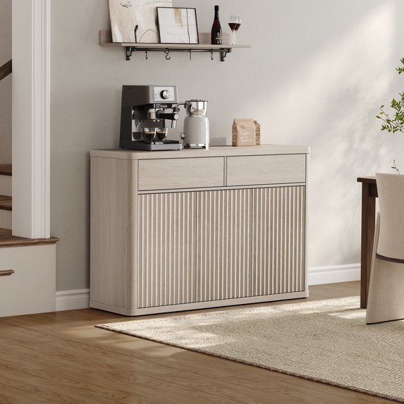 Surmoby Buffet Sideboard Cabinet with Height Adjustable Shelves – 34.6"W Modern Media Center - Spacious Top & Ample Storage, Ideal for Dining Room, Kitchen, Living Room – Push-to-Open,2PC