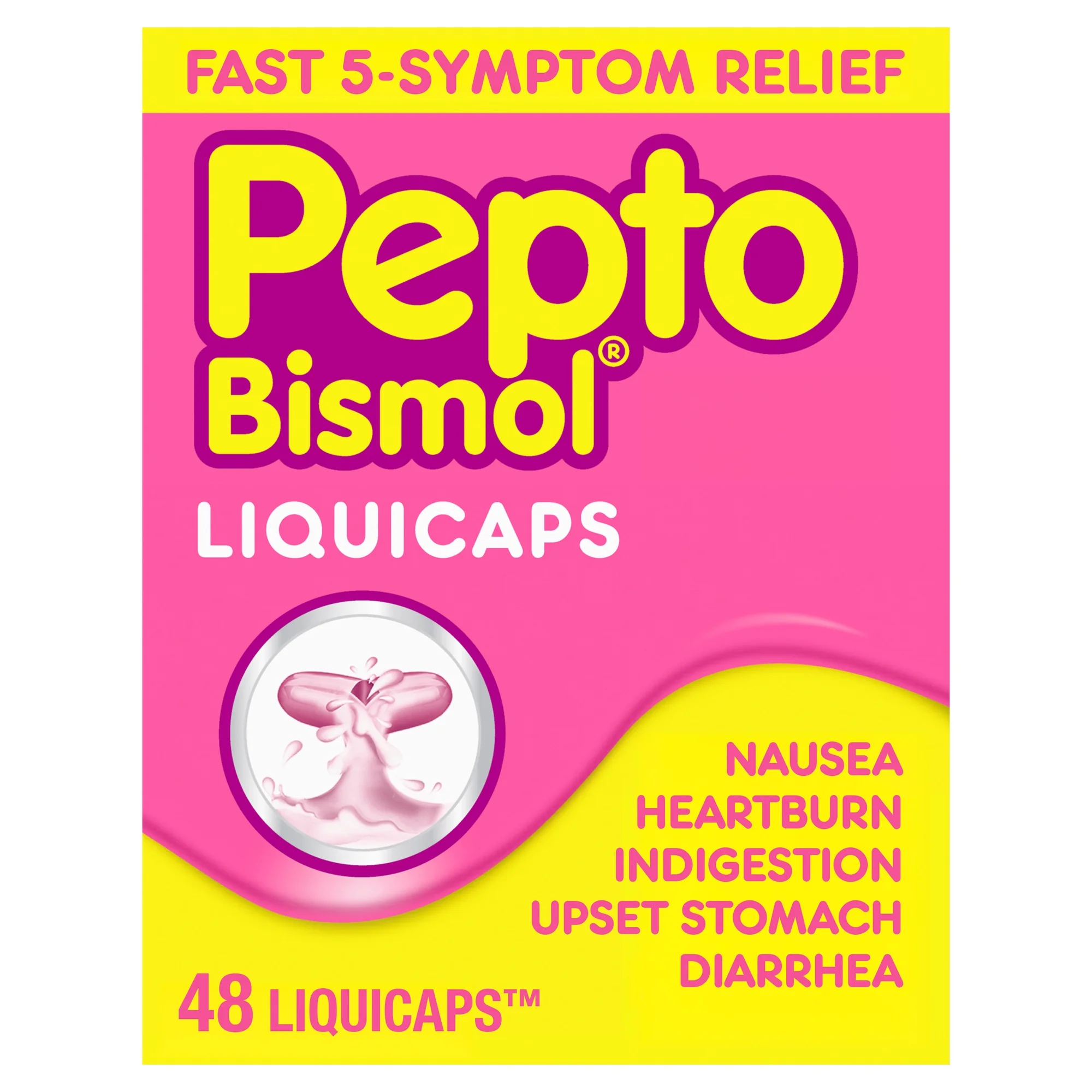 Pepto Bismol Liquicaps, Upset Stomach Relief, Stomach Relief, Anti-Diarrheal, 48 Count