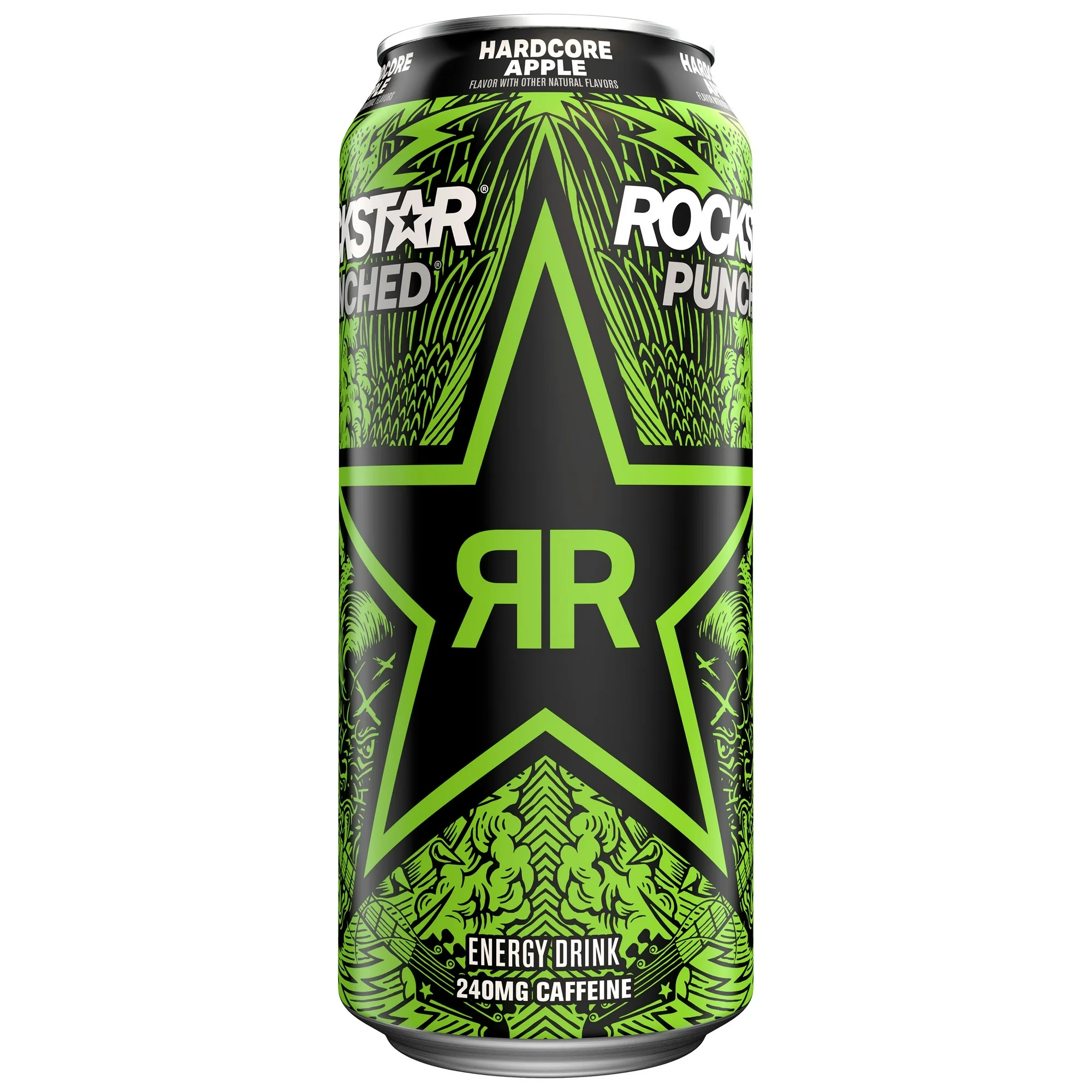 Rockstar Punched Energy Drink Hardcore Apple Flavor, 16 fl oz Can