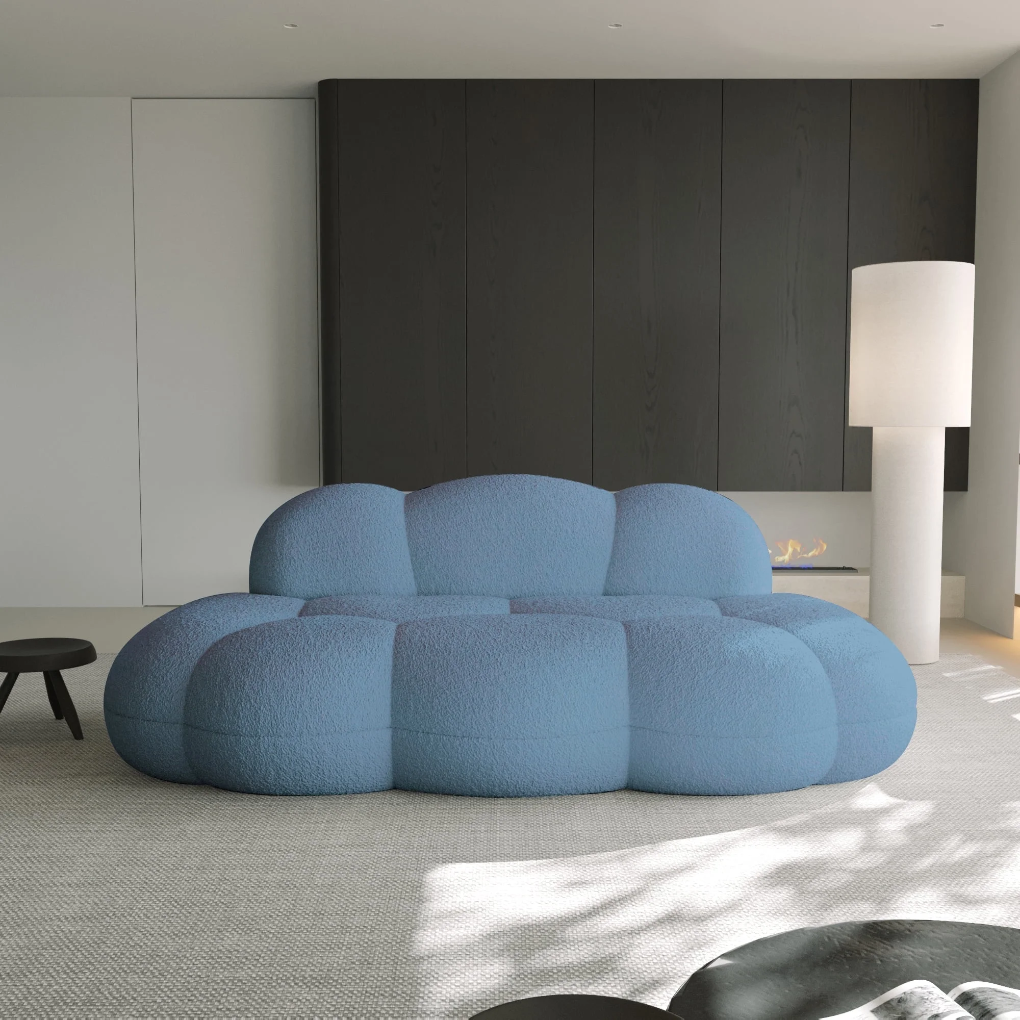 Sdorens Cloud Sofa Oversized Curved Couch,Lazy Sofa Round Floor Sofas,Cloud Memory Foam Couches for Living Room,Apartment,Small Spaces(No Assembly,Blue)