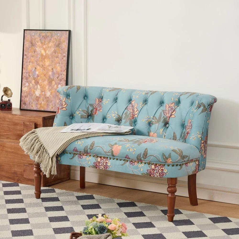 WGYPRIME 47.25" Double Sofa Chair, European style Lazy Sofa with Solid Wood, Lounge Sofa for Living Room, Bedroom