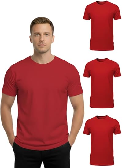Men’s T-Shirt 100% Cotton Premium Crew Neck, Short Sleeve, Regular Fit, Solid Casual Tee