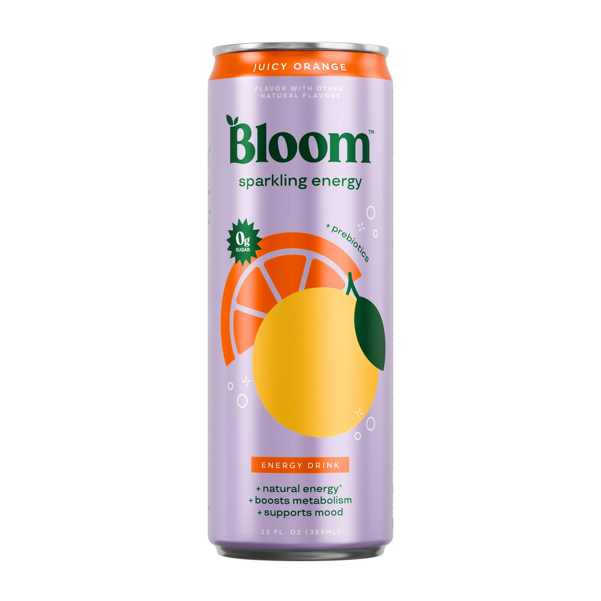 Bloom Nutrition Sparkling Energy Drink, Juicy Orange, 12 fl oz Single Can