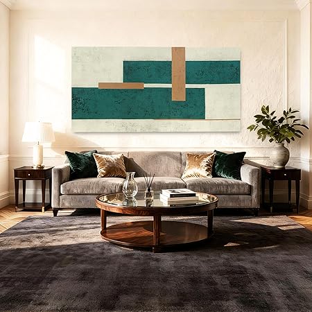 YETHEN WAL Mid Century Geometric Wall Art Modern Canvas Prints Large Green Aesthetic Art Prints for Bedroom Entryway Living Room 29x58 Inch