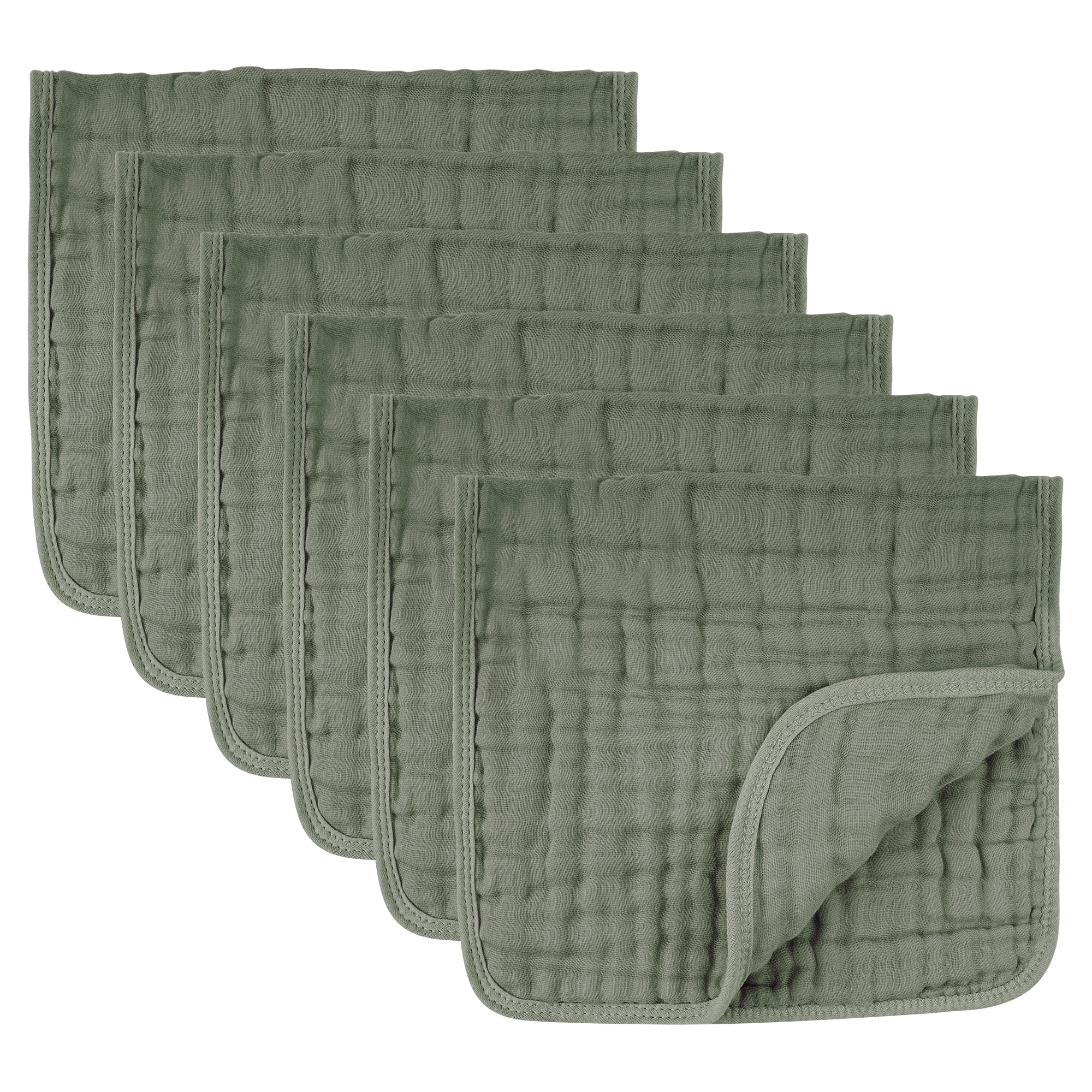 Muslin Burp Cloths 6 Pack - 20" x 10" - Ultra Soft & Absorbent, 100% Cotton for Spit Up & Drool- Gentle Baby Burping Cloth, Newborn Boys Girls Essentials, 6 Green
