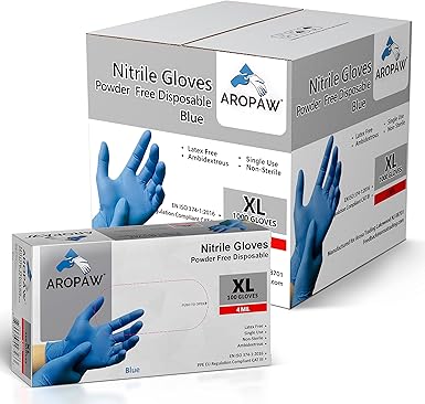 Blue Nitrile Gloves, Disposable Gloves, Comfortable, Powder Free, Latex Free(Medium)