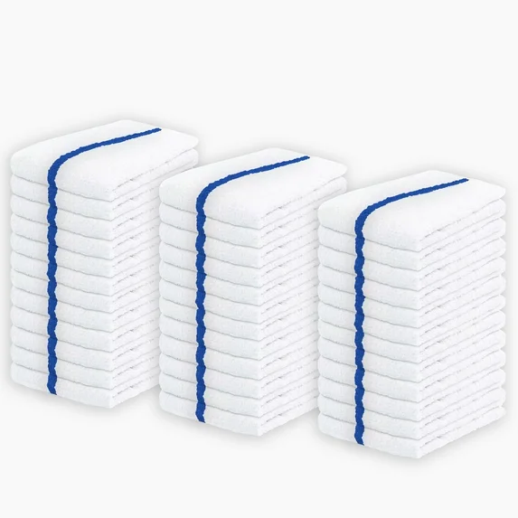Hero image 3 of GOLD TEXTILES 36 PC Cotton Blend White Restaurant Bar Mops 28oz 16x19 Blue Stripe Kitchen Towels Commercial Use, 3 of 7      Visit the GOLD Textiles Store GOLD TEXTILES 36 PC Cotton Blend White Restaurant Bar Mops 28oz 16x19 Blue Stripe Ki