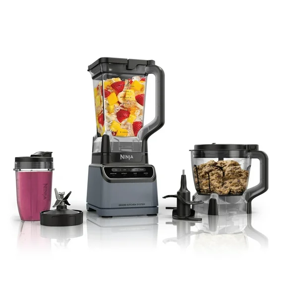 Ninja Grand Kitchen System 72-Oz Blender, 4 Presets, Smoothie, Chop, Dough, 3 Speeds, 1200W, KS500 Gray