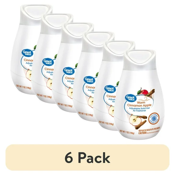 (6 pack) Great Value Adjustable Solid Gel Cone Air Freshener, Warm Cinnamon Apple, 7 oz