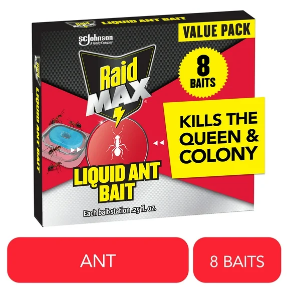 Raid MAX Liquid Ant Killer Bait, Outdoor and Indoor Ant Killer Traps for Home, 8 Count