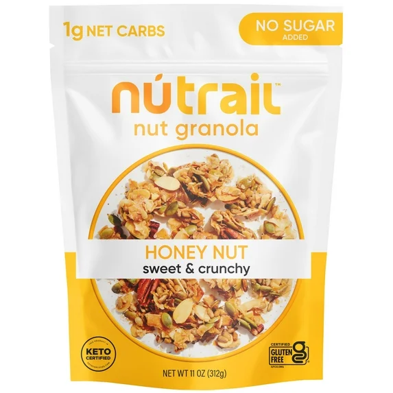 NuTrail Nut Granola Cereal, Honey Nut, No Sugar Added, Keto, Gluten Free, 11 oz. 1 Count
