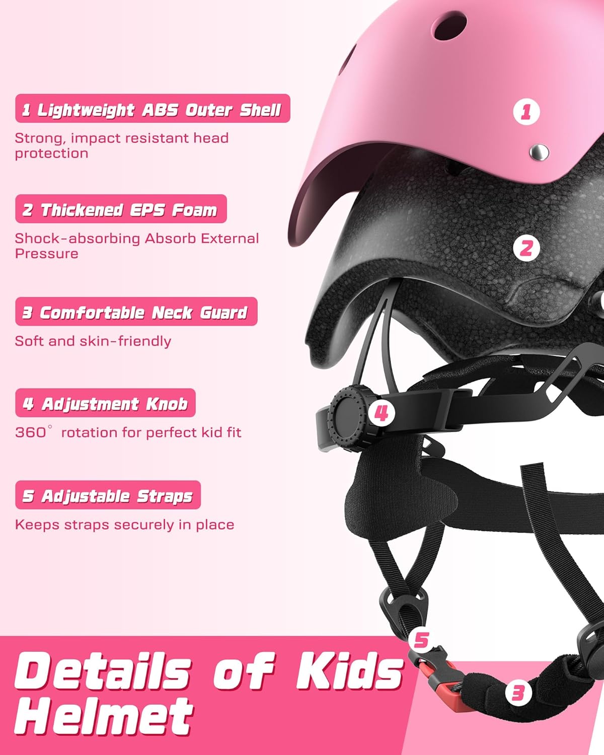 Kids Bike Helmet Set, Adjustable Helmet for Ages 2-3-5-8-14 Year Boys Girls, Toddler Pad Set with Knee and Elbow Pads for Bike, Roller, Skating, Scooter, Longboard and More Sports, 6 Color