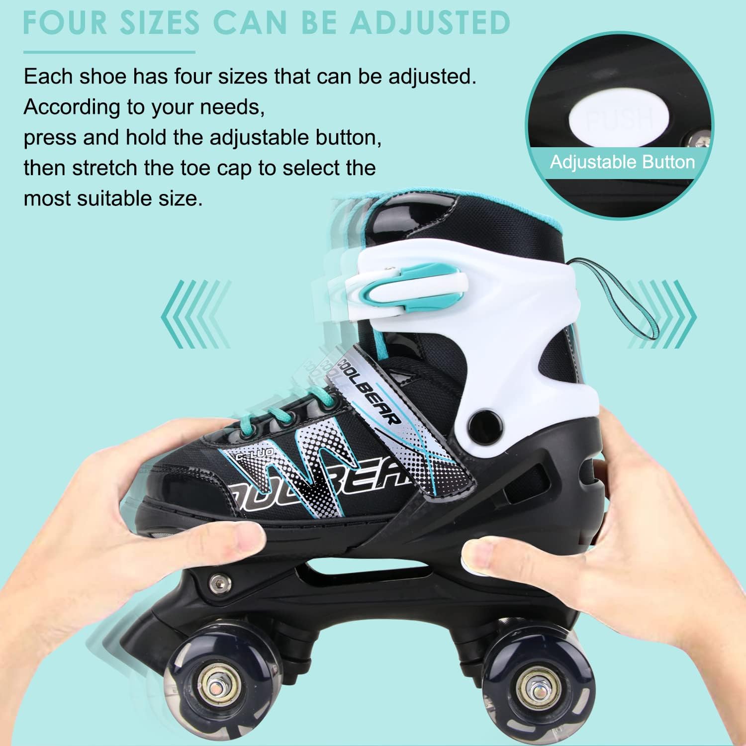 Adjustable Roller Skates for Girls and Women, All 8 Wheels of Girl's Skates Shine, Safe and Fun Illuminating for Kids