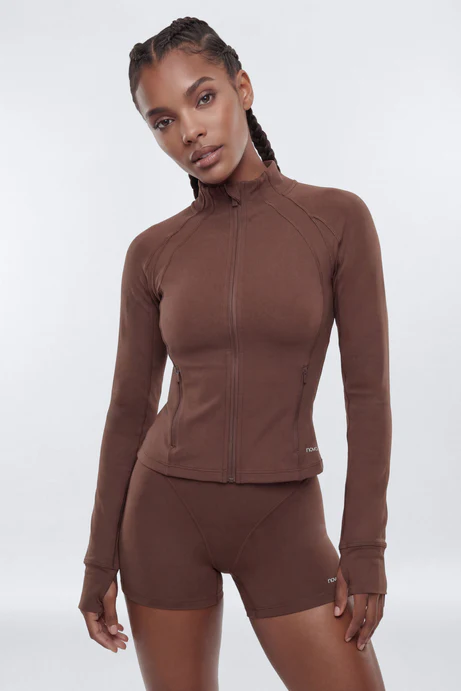 Front Zip Sports Jacket - Brown