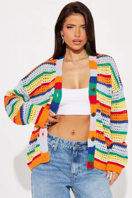 Standing Out Crochet Cardigan - Multi Color