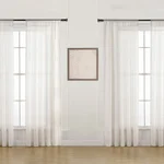 Sheer Linen Blend Curtains, Set of 4 Panels