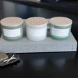 Sand + Fog Coastal Collection 12 oz. Candles with Carved Wood Lids, Set of 3