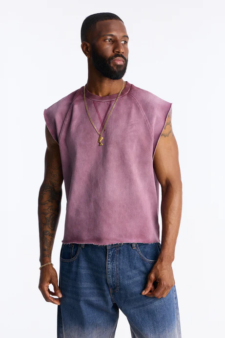 Boiler Washed Boxy Muscle Tee - Plum