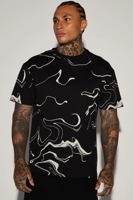 All In Marble Short Sleeve Tee - Black/combo
