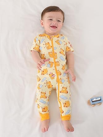 GUISBY Baby Footless Romper, Short Sleeve Zipper Pajamas for Baby Boys & Baby Girls Newborn-2T