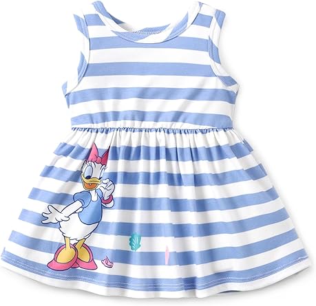 Disney Minnie Mouse Princess Frozen Elsa Stitch Girls Dress Sleeveless & Short Sleeve Casual Summer Clothes Baby to Toddler