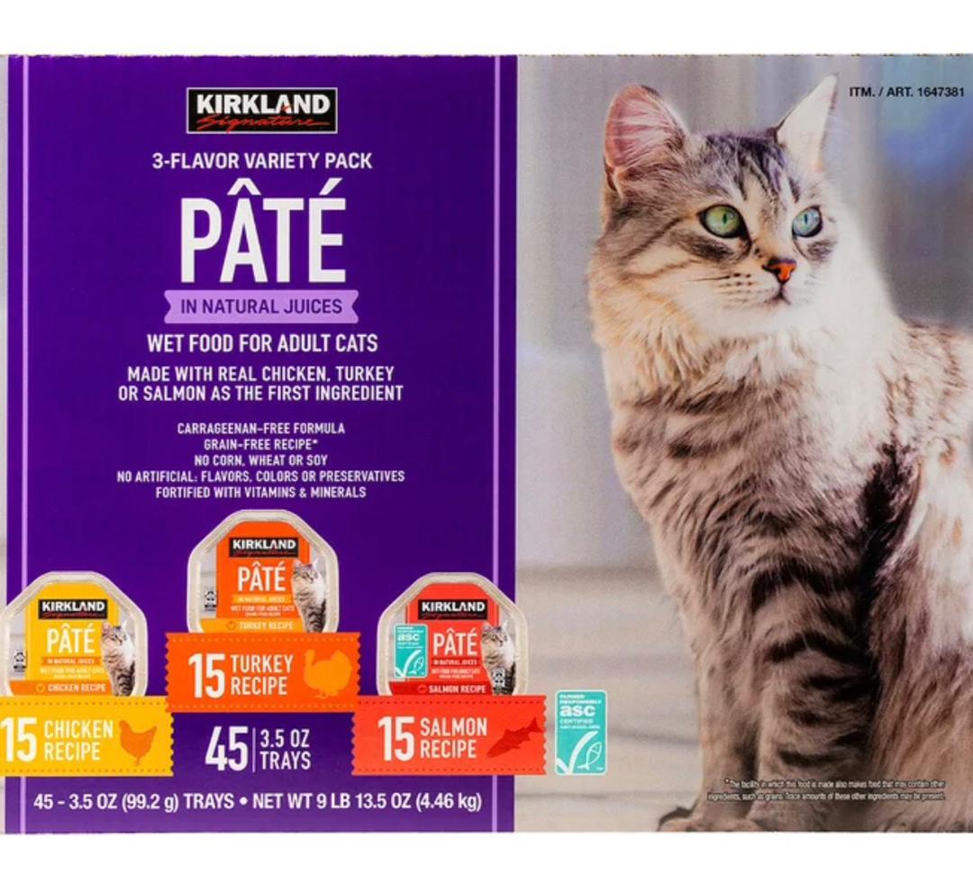 Kirkland Signature Pate Cat Food Variety Pack, 3.5 oz, 45-count
