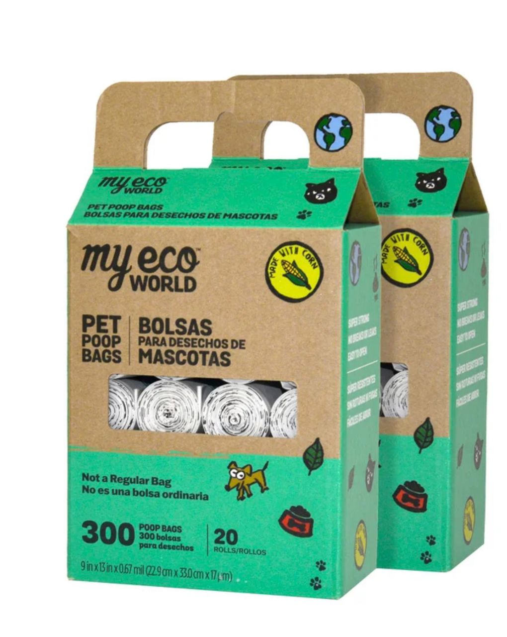 MyEco World Poop Bags 40 Roll Pack, 600 Bags