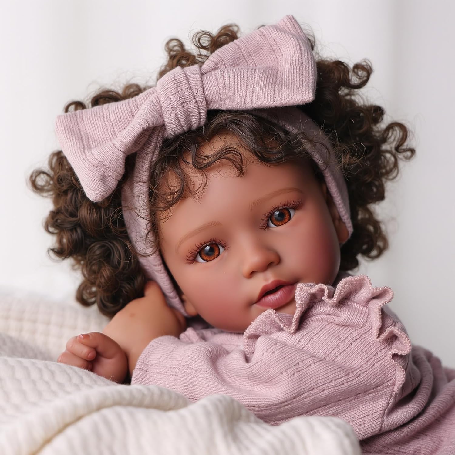 BABESIDE Lifelike Reborn Baby Dolls Black Girl- 20 Inch Soft Body Realistic-Newborn Handmade Real Life Baby Dolls with Clothes and Toy Gift for Kids Age 3+