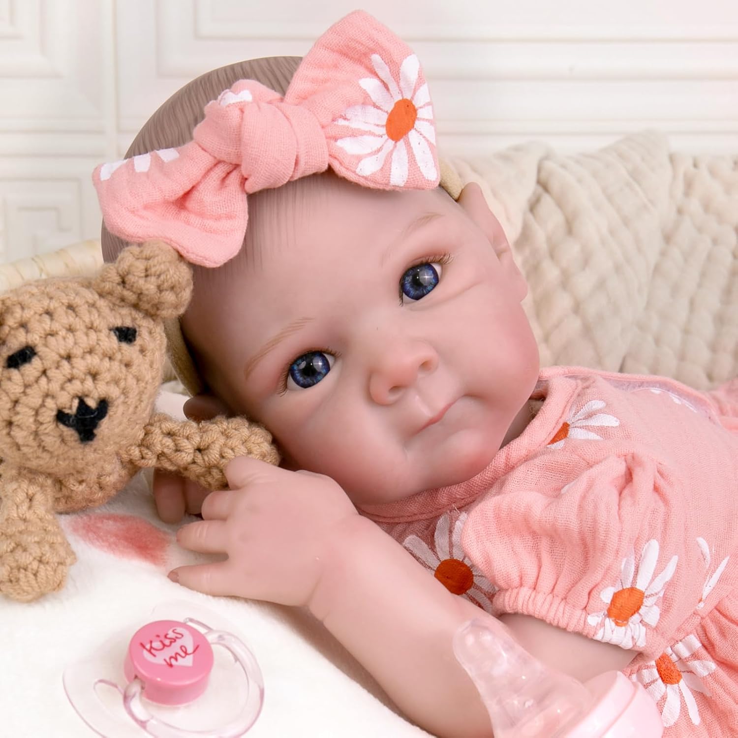 Aori Lifelike Reborn Baby Dolls Girl 20 inches - Realistic Newborn Doll with Soft Cloth Body and Feeding Toy Set, Gift for Seniors, Collectors and Kids 3+