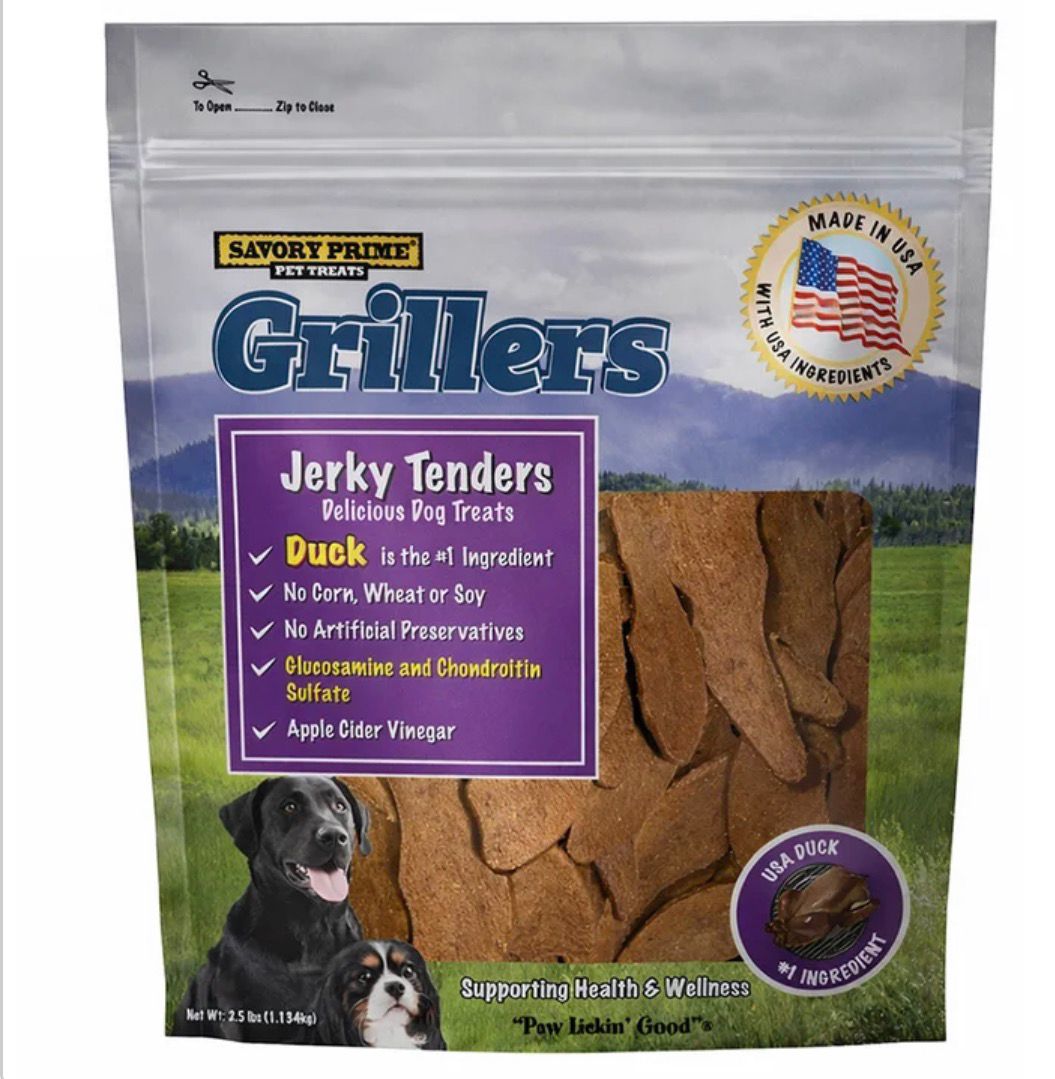 Savory Prime Duck Grillers Jerky Tenders Dog Treats, 40 oz