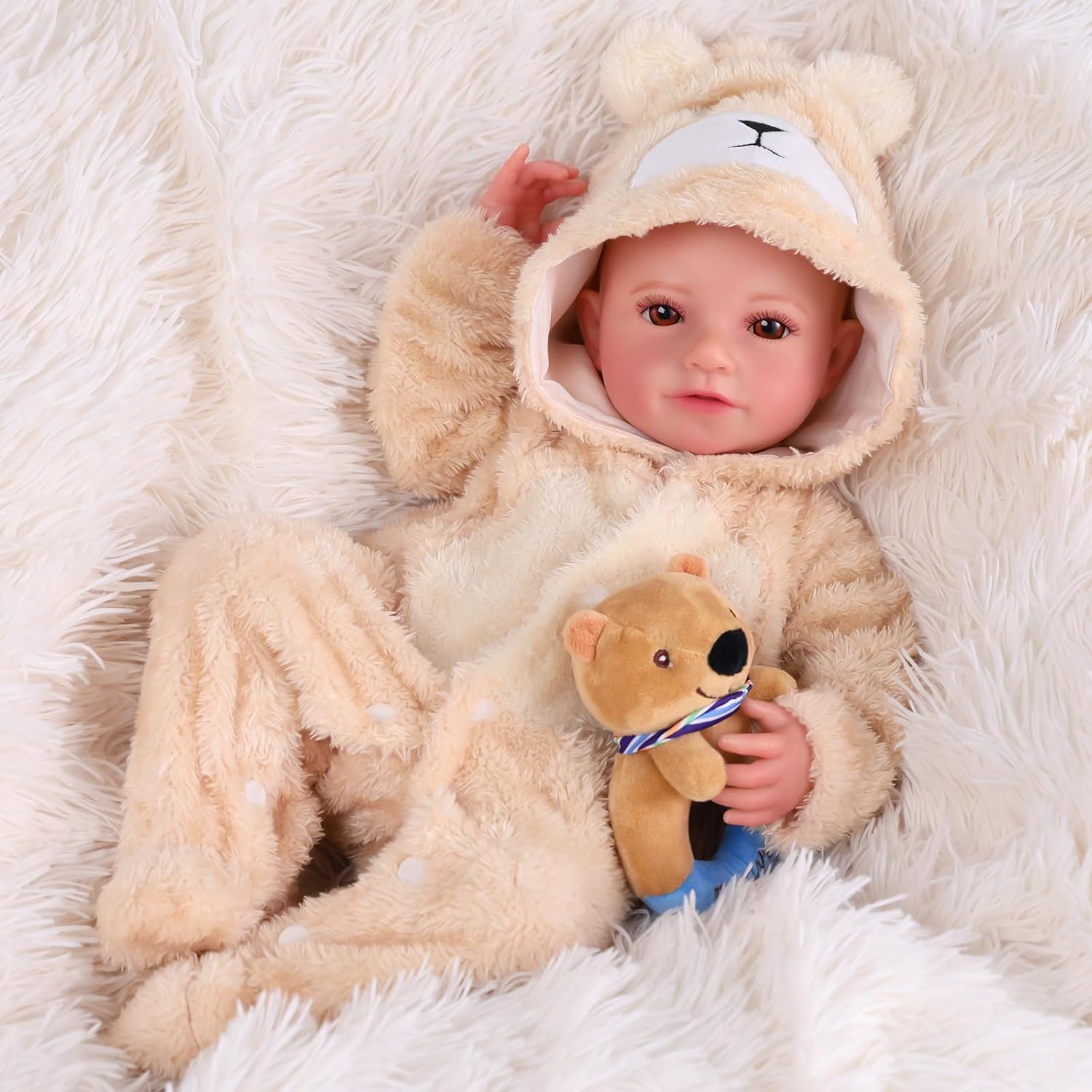 BABESIDE Lifelike Reborn Baby Dolls Boy, 20 Inch Realistic Real Life Baby Poseable Doll Soft Weighted Vinyl and Cloth Body Baby Dolls with Clothes and Toy Gift for Kids Age 3+