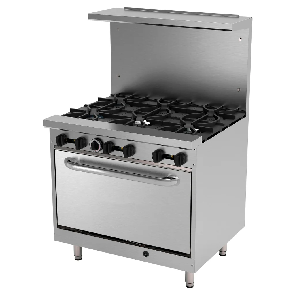 Kutano Commercial 36" Restaurant Range, Gas, 6-Burner, Stainless Steel