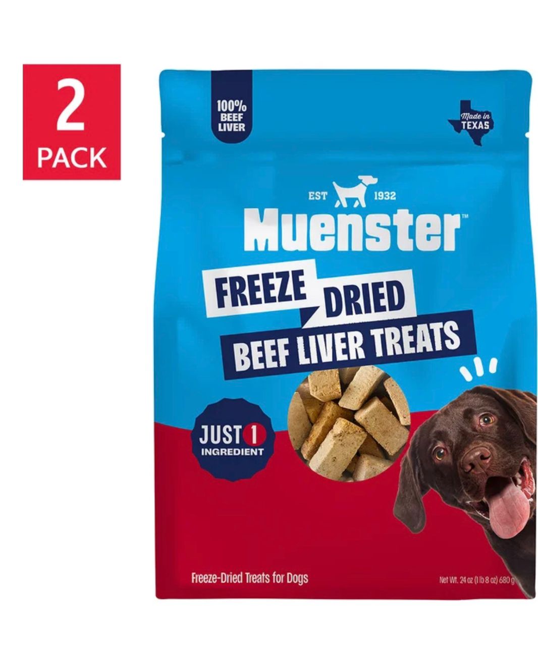 Muenster Freeze Dried Beef Liver Dog Treats, 24 oz, 2-pack