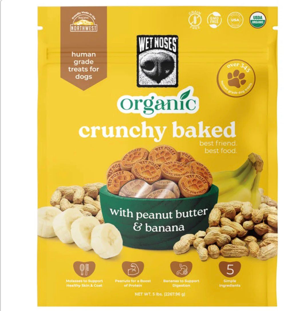 Wet Noses Organic Peanut Butter and Banana Dog Treats, 5 lbs