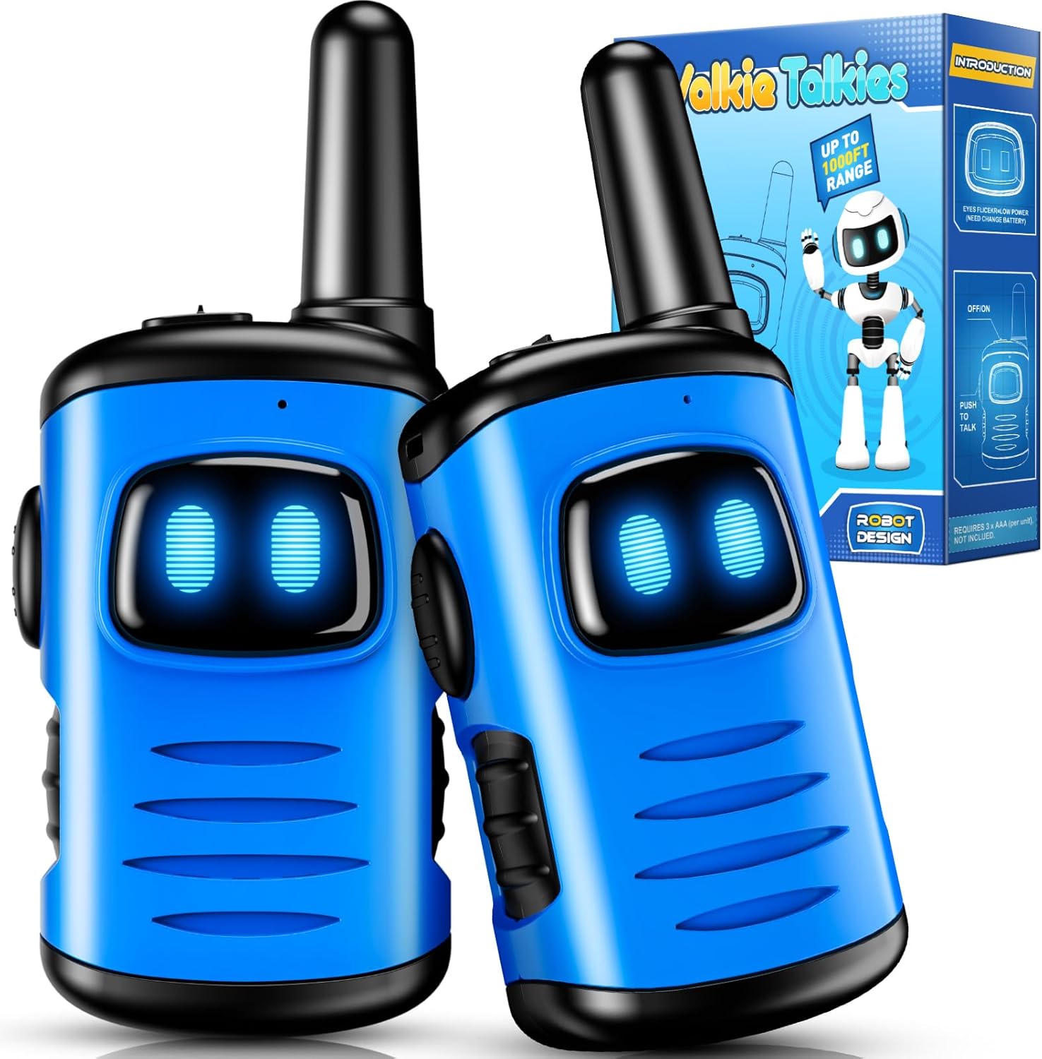 Kids Walkie Talkies Toys for Boys: comedyfun Mini Robots Walkies Talkies 2 Pack Birthday Gifts for 3 4 5 6 7 8 Year Old Boys Toys Age 4 5 6 7 8 Camping Outdoor Games