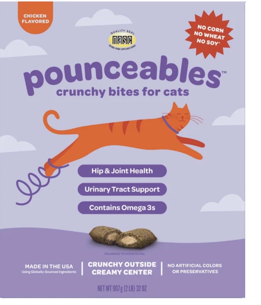 Pounceables Crunchy Bites for Cats, Chicken Flavor, 32oz