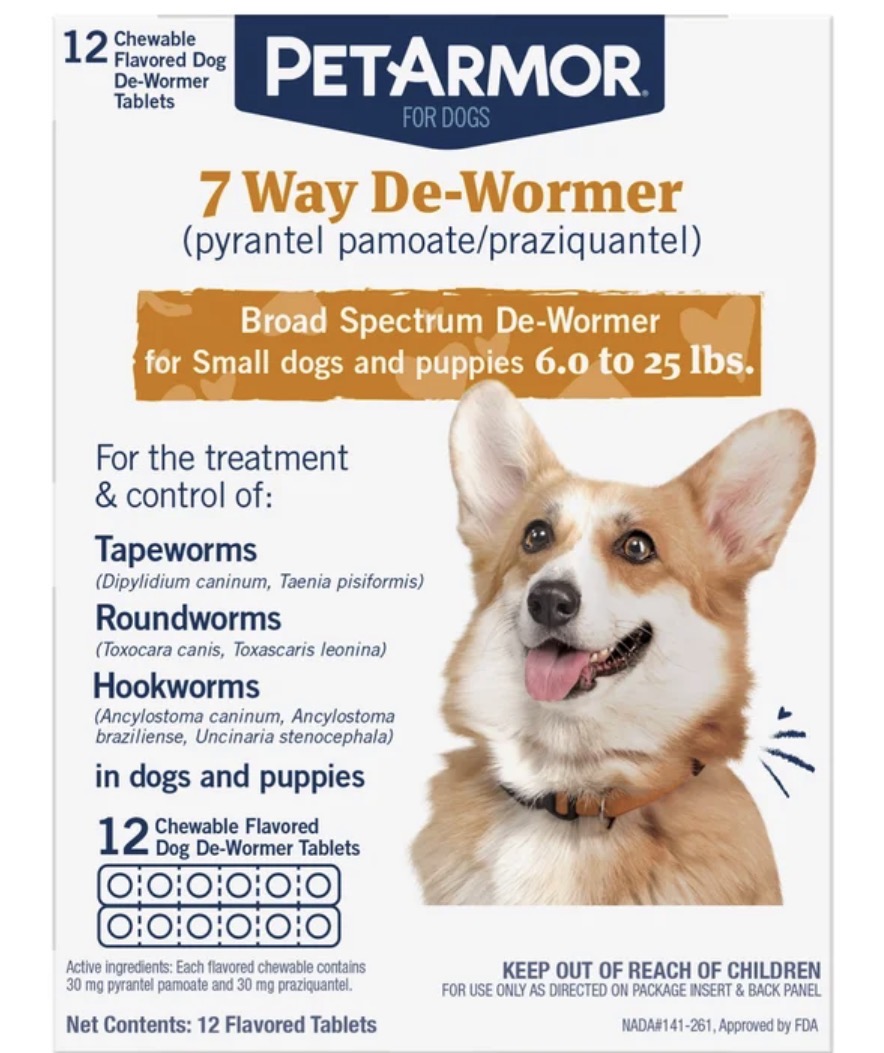 PetArmor 7 Way Chewable De-Wormer for Puppies and Small Dogs, 12-count