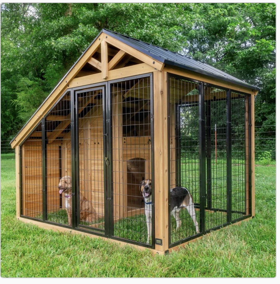 Backyard Discovery 7’ x 5’ Canine Cabin Cedar Wood Outdoor Dog Kennel
